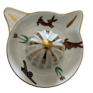 Limoges White and Gold Cat-Shaped Citrus Juicer